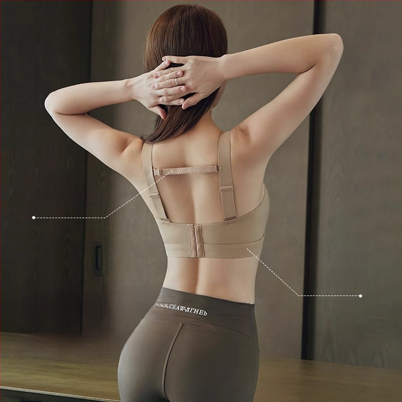 Õmblusteta spordirinnahoidja, ilma traadita, täis kauss, õhukesed vormitud kausid, toru-topp stiil, fikseeritud õlapaelad, tagant nelja rea konkslukuga