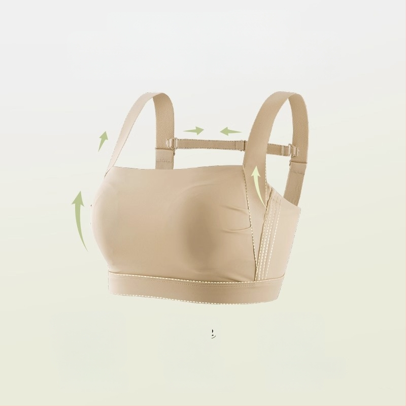 Õmblusteta spordirinnahoidja, ilma traadita, täis kauss, õhukesed vormitud kausid, toru-topp stiil, fikseeritud õlapaelad, tagant nelja rea konkslukuga