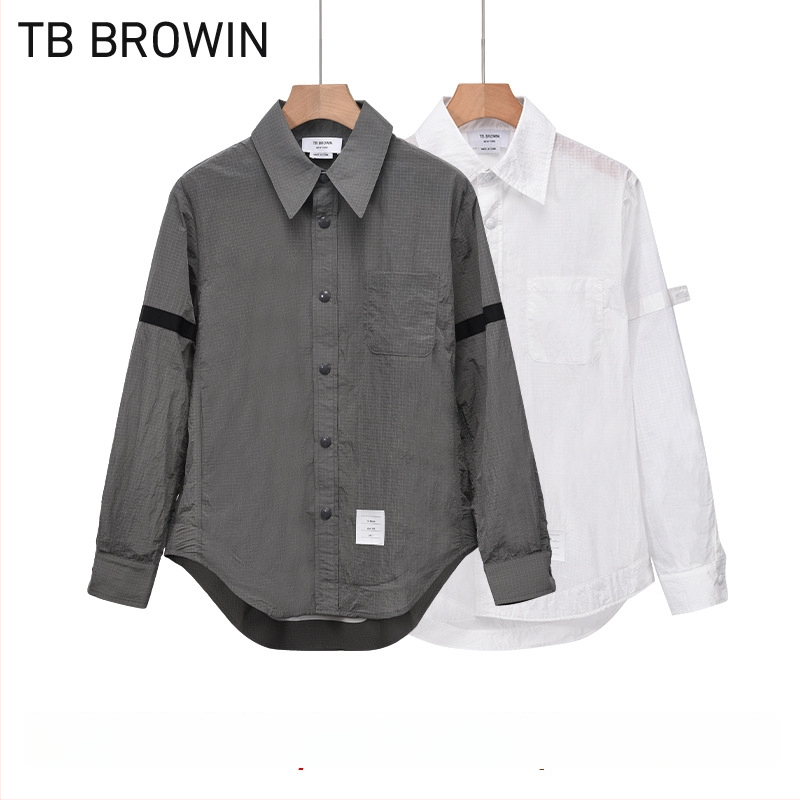 TB Browin päikesekaitse triiksärk triibulise mustriga, krae, polüesteri segu, ühe rivi nööpidega