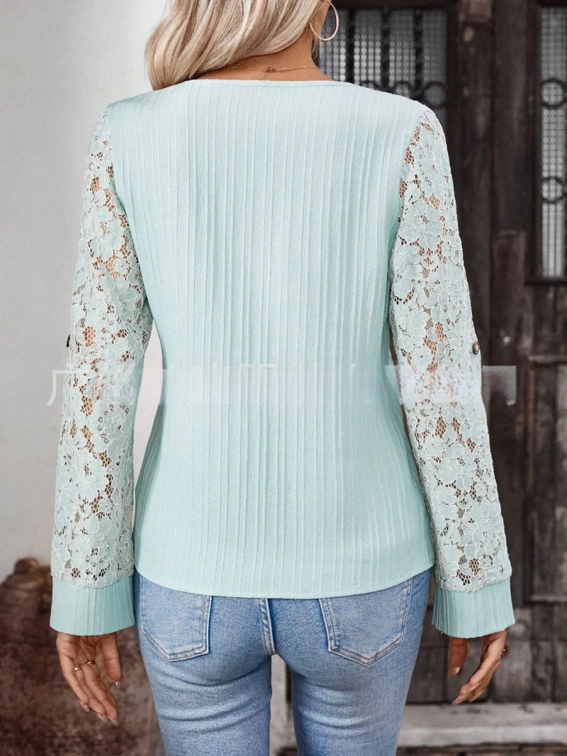 Naistele särg pitsilise äärisega, pikad varrukad, polüester ≥95%, ümmargune kaelus, tavaline pikkus