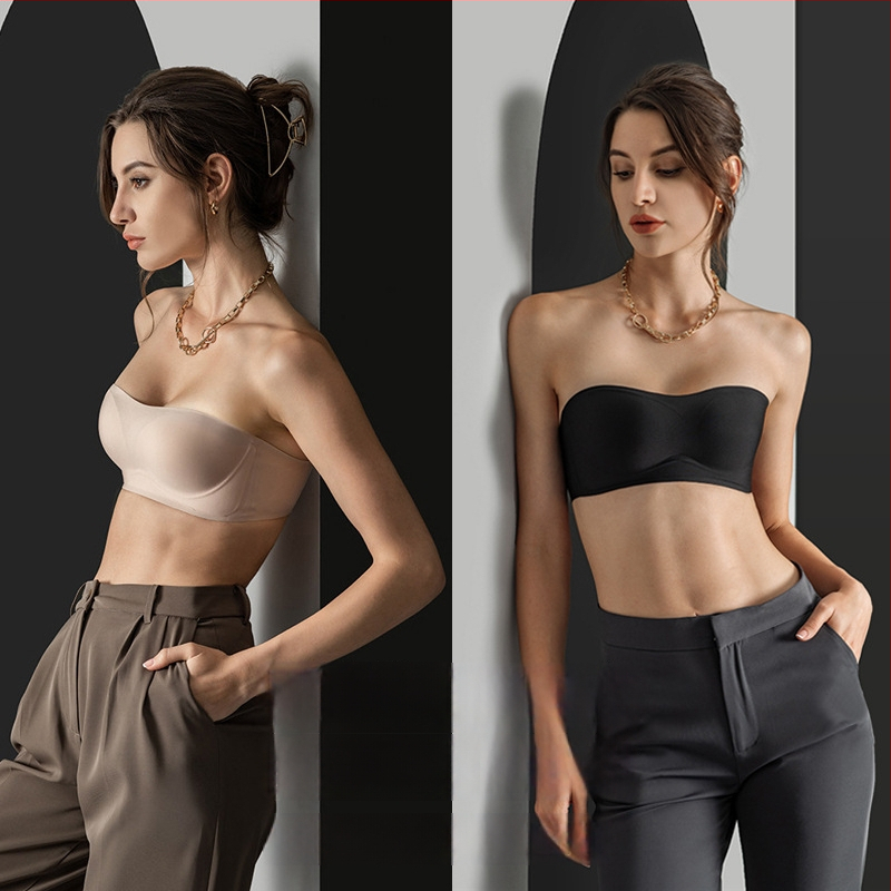 Rinnahoidja ilma õlgadeta 3D želee toega, juhtmevaba, ilma õmblemata, libisemiskindel (3/4 kauss)