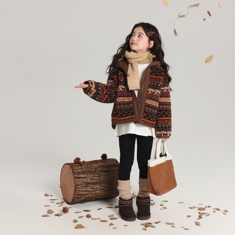 Tüdrukute fliis jope - välimaterjal: puuvill, vooder: polüester, pikad varrukad, keskmise pikkusega, talv 2025