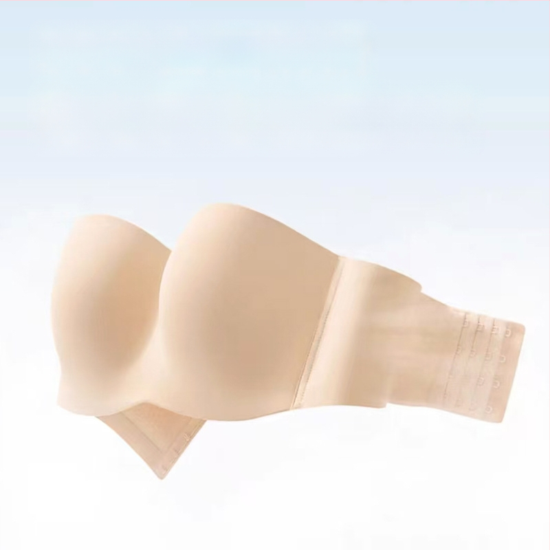 Ilma õla rihmadeta rinnahoidja suurtele rindadele, libisemisvastane hoidmine, õhukesed vormitud kausid, nailonist kangas, eemaldatavad kahekordsed õla rihmad, tagant nelja rea lukustus