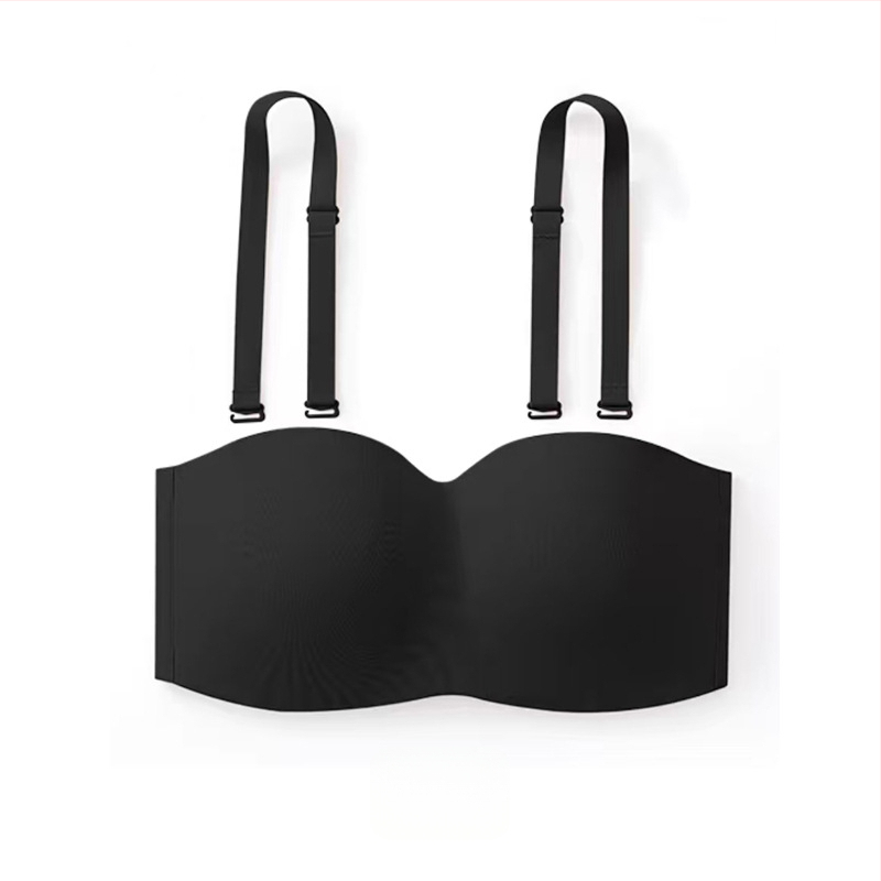 Ilma õla rihmadeta rinnahoidja suurtele rindadele, libisemisvastane hoidmine, õhukesed vormitud kausid, nailonist kangas, eemaldatavad kahekordsed õla rihmad, tagant nelja rea lukustus