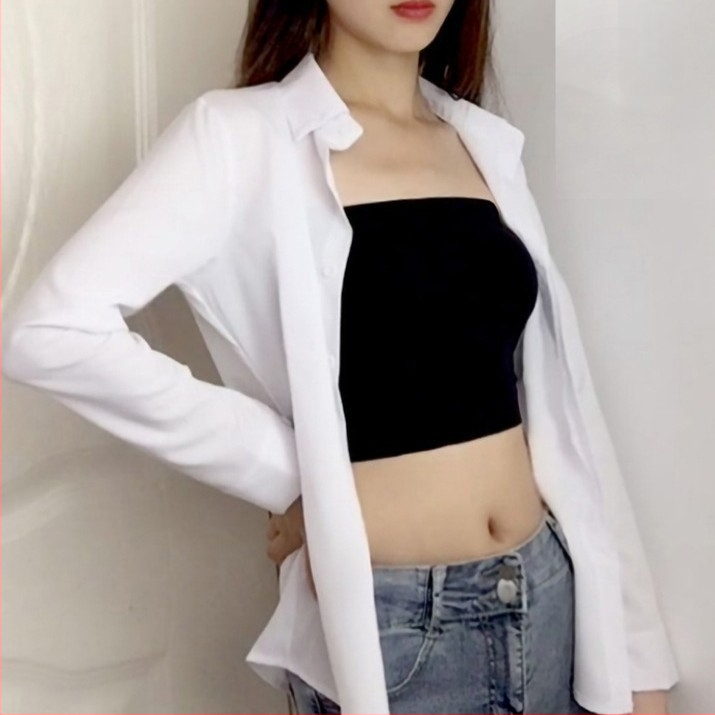 Nylon ilma õlgedeta, vest-stiilis top wrap, ultraõhukesed vormitud kausid, hingav, anti-exposure, pikkus kuni kõhuni