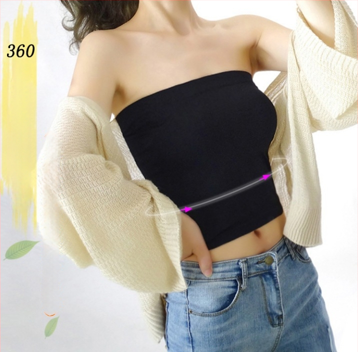 Nylon ilma õlgedeta, vest-stiilis top wrap, ultraõhukesed vormitud kausid, hingav, anti-exposure, pikkus kuni kõhuni