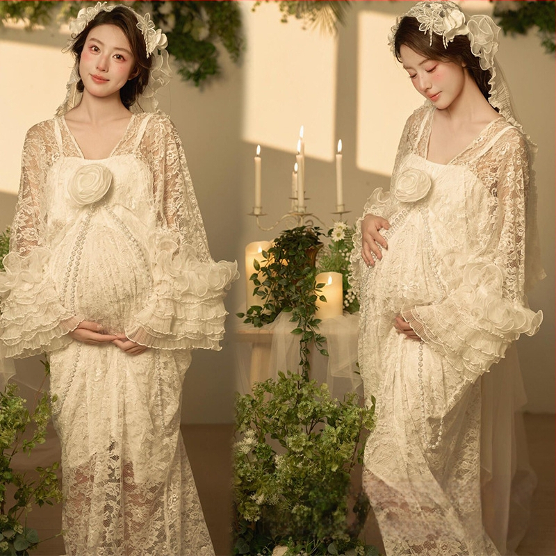 Rasedate fotosessiooni seelikukomplekt, õlimaal stiilis, kirjanduslik retro, pikk seelik, polüester