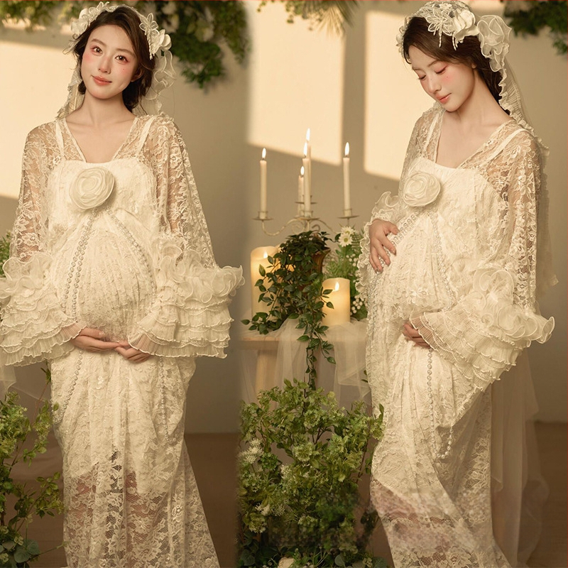 Rasedate fotosessiooni seelikukomplekt, õlimaal stiilis, kirjanduslik retro, pikk seelik, polüester