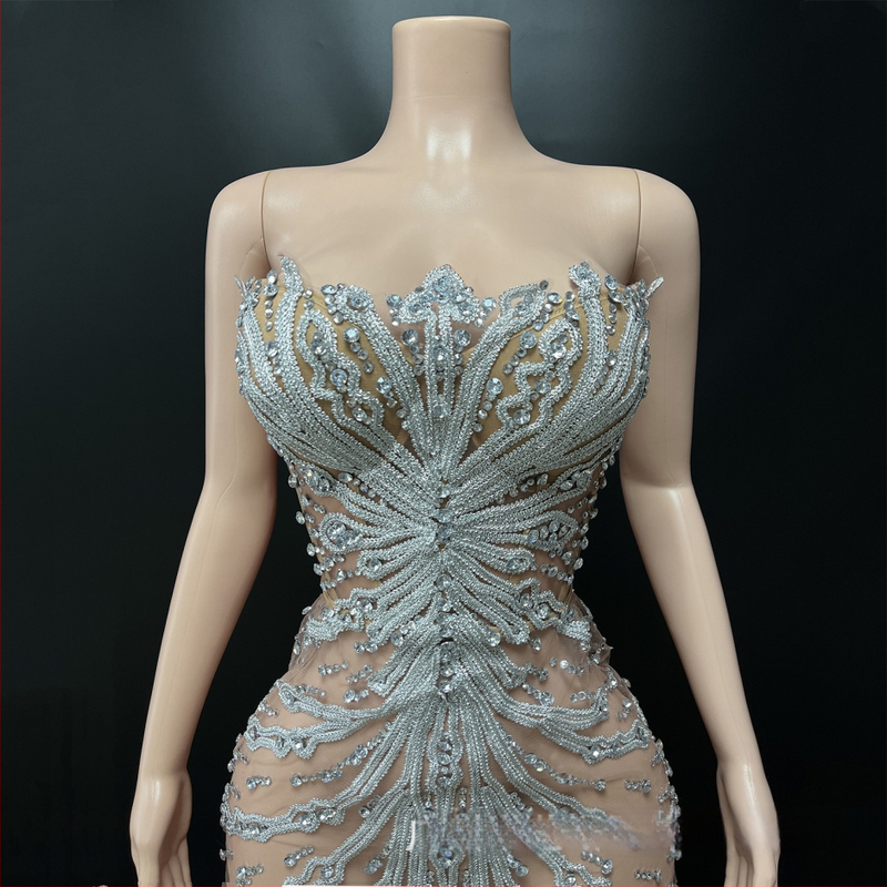 Palee stiilis lühike kleit stand-up õla korseti ja laser-kristallidega, cosplay esinemiseks - NOVANCE, Spandex >95%, Seksikas stiil, Street trendsetter, Hotfix kristallid