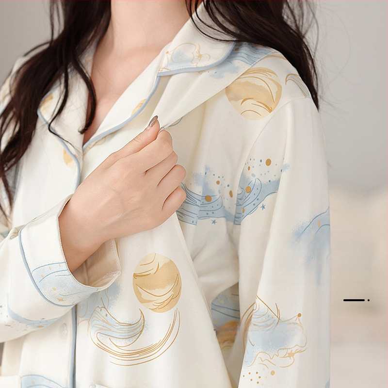 Pärast sünnitust imetavad pidžaamad varjatud küljeavaga — 100% puuvill, pikad varrukad, püksid, sügis-talvel kodu riietus