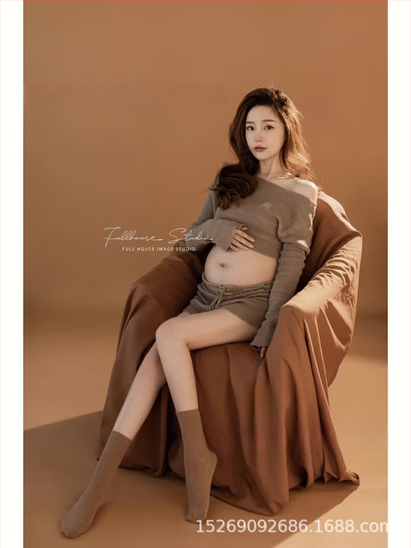 Rasedate fotosessiooni riidekomplekt — Top Set, pikad varrukad, polüester, ühesugune muster, talv 2022