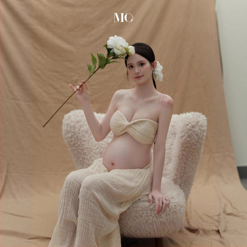 Rasedate fotosessiooni komplektid, varrukateta, midi seelik, polüesterkangas, kunstiline vintage stiil, siseruumides kodu fotosessioon