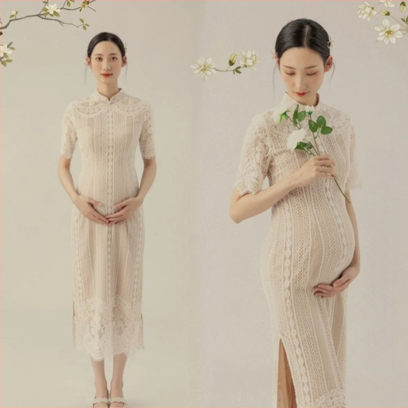 Rasedate fotosessiooni kleit, vanakooli Šanghai stiilis pitsiline cheongsam, puuvillasegu 20%, kõik hooajad, loetletud 2022