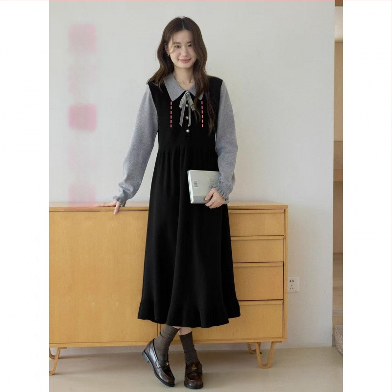 Rasedate kudumiskleit imetamisavaga, patchwork muster, pikad varrukad, pikk kleit, sügis 2025