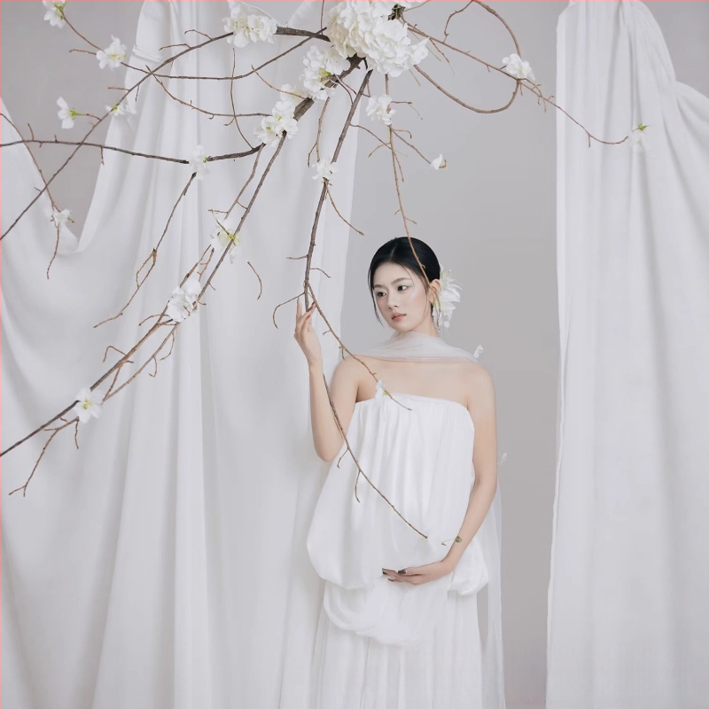 Rasedusfotode fotosessiooni komplekt, millel on midi seelik, polüesterkangas (50–70% polüester), 2025 talv