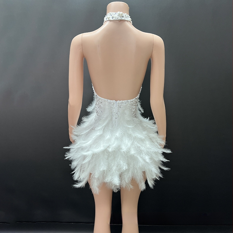 Novans balleti stiilis halterkleit pärl-diamantide ja luige sule aktsentidega, spandex 95%+, lavakostüüm naistele, sügis 2025