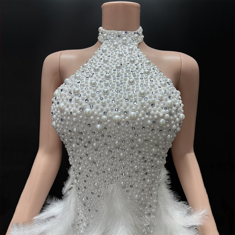 Novans balleti stiilis halterkleit pärl-diamantide ja luige sule aktsentidega, spandex 95%+, lavakostüüm naistele, sügis 2025