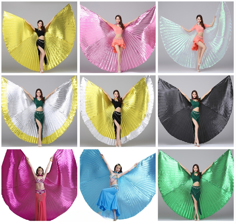 Kõhu tantsu tiivad koos vitsadega, kuldne värv, kemikaalsete kiudude segu, 90% polüester, vooder 90% polüester, täiskasvanutele, unisex, tantsuliikumiste jaoks