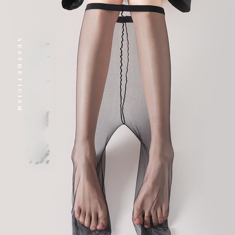 Sieviešu zeķes ar kāju, ultra plānas neilona, bezšuvju un neredzamas, caurspīdīgs pirksta gals, vienkrāsas