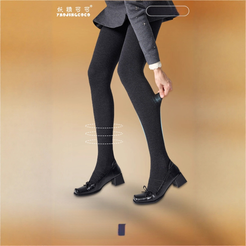 Fairy Coco medvilnės-spandekso šiltos nėščiųjų kojinės, aukšta elastingumas, trijų segmentų suspaudimas, devynių taškų ilgis