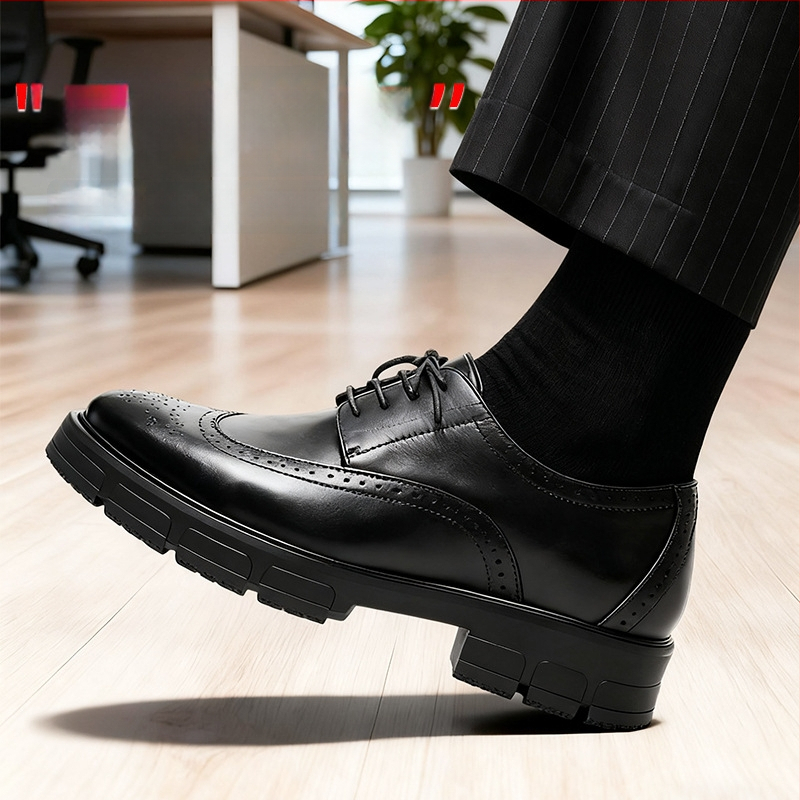 Vīriešu elpojošas perforētās ādas kurpes ar iekšējo augstuma palielinājumu, ērtas, biznesa–casual stils