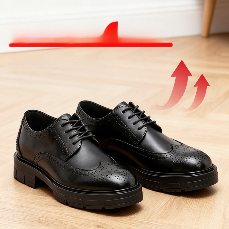 Vīriešu elpojošas perforētās ādas kurpes ar iekšējo augstuma palielinājumu, ērtas, biznesa–casual stils