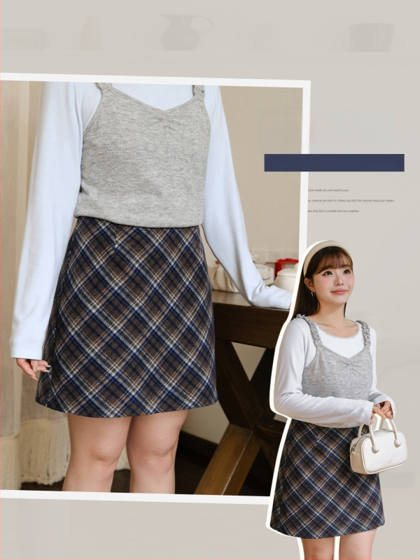 Moteriška A-linijos vilnos languoto sijono, aukštas liemuo, žiema 2025, sudėtinga siuvimo konstrukcija, poliesteris 95%+