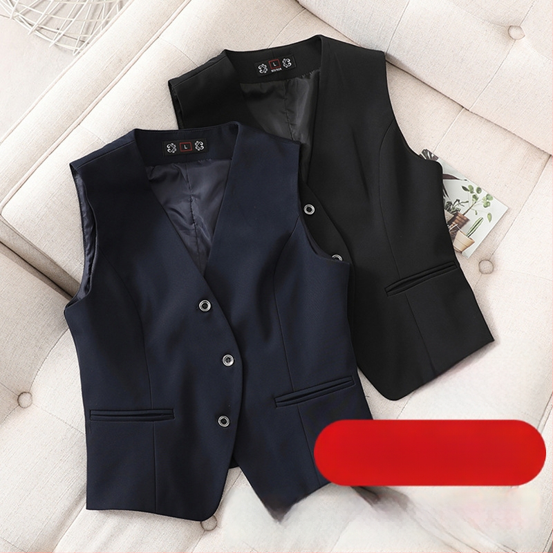 Profesionali moterų liemenė biurui, nailonas su elastanu ir poliesteriu, kostiumo apykaklė, priekinis užsegimas vienos eilės sagomis