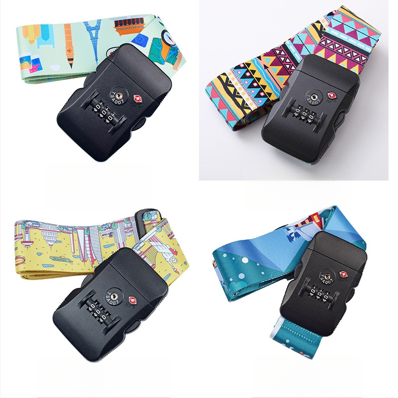 Bagāžas siksna ar TSA paroles slēdzeni, poliesters, ģeometrisks raksts, nodilumizturīgs – modelis: Customs lock luggage belt