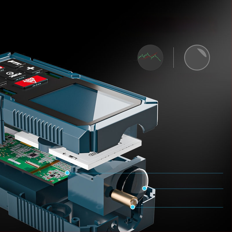Infraraudonųjų spindulių rankinis atstumo matuoklis su skaitmenine juostele, Modelis 1, Svoris 11 g, Veikimo įtampa 11 V