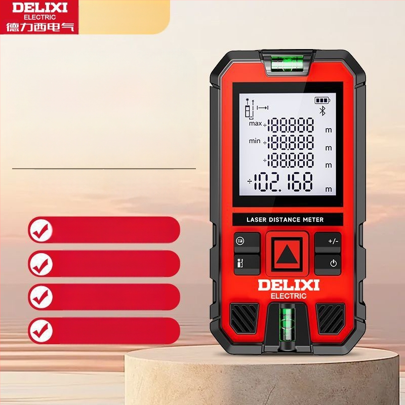 Delixi lazerinis atstumo matuoklis – rankinis infraraudonųjų spindulių lazerinis matavimo įrankis su skaitmeniniu ekranu