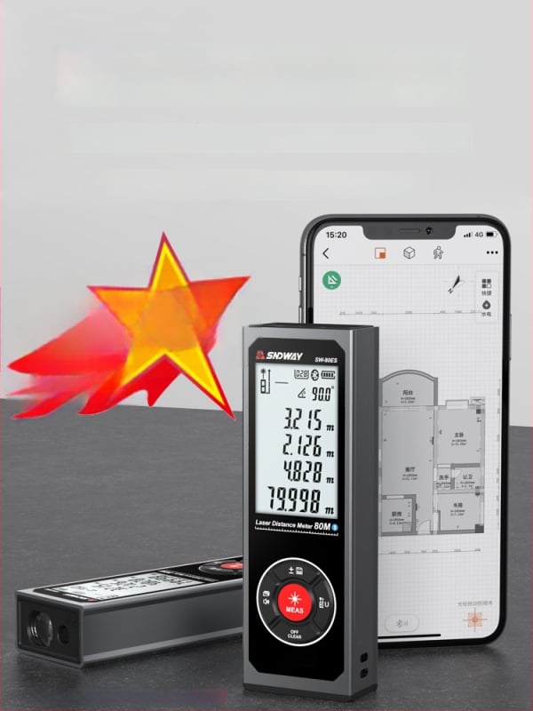 Shendawei mini Bluetooth laserski mjerač udaljenosti, ručni infracrveni mjerni alat, elektronički mjerni alat za mjerenje prostorija, visoka preciznost
