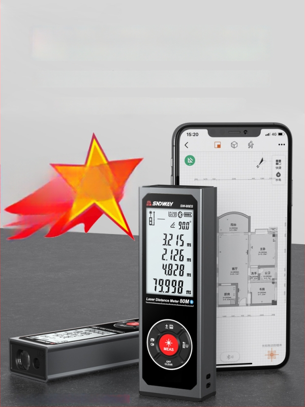 Shendawei mini Bluetooth laserski mjerač udaljenosti, ručni infracrveni mjerni alat, elektronički mjerni alat za mjerenje prostorija, visoka preciznost