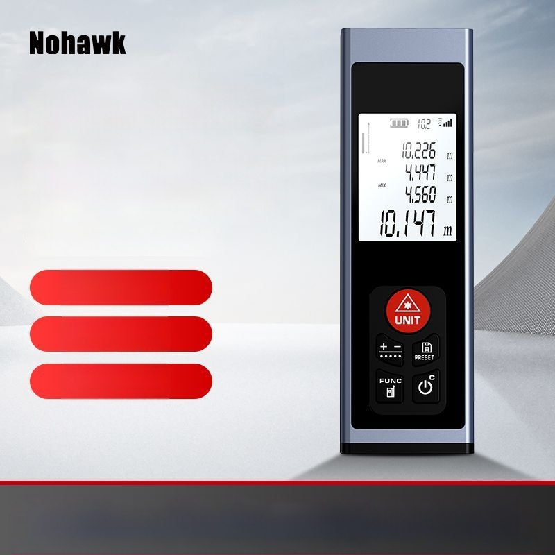 Lazerinio atstumo matuoklis – rankinis infraraudonųjų spindulių matavimo prietaisas, skaitmeninis ekranas, aukšta tikslumas