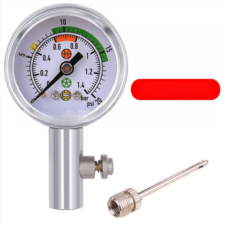 Metāla rādītāja tipa bumbu spiediena mērītājs futbolam, basketbolam un volejbolam – tiesneša līdzeklis