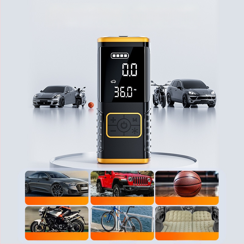 Bezvadu auto riepu pumpa ar digitālo displeju, viencilindru dzinēju, 11.1V, zem 80W, 35 L/min