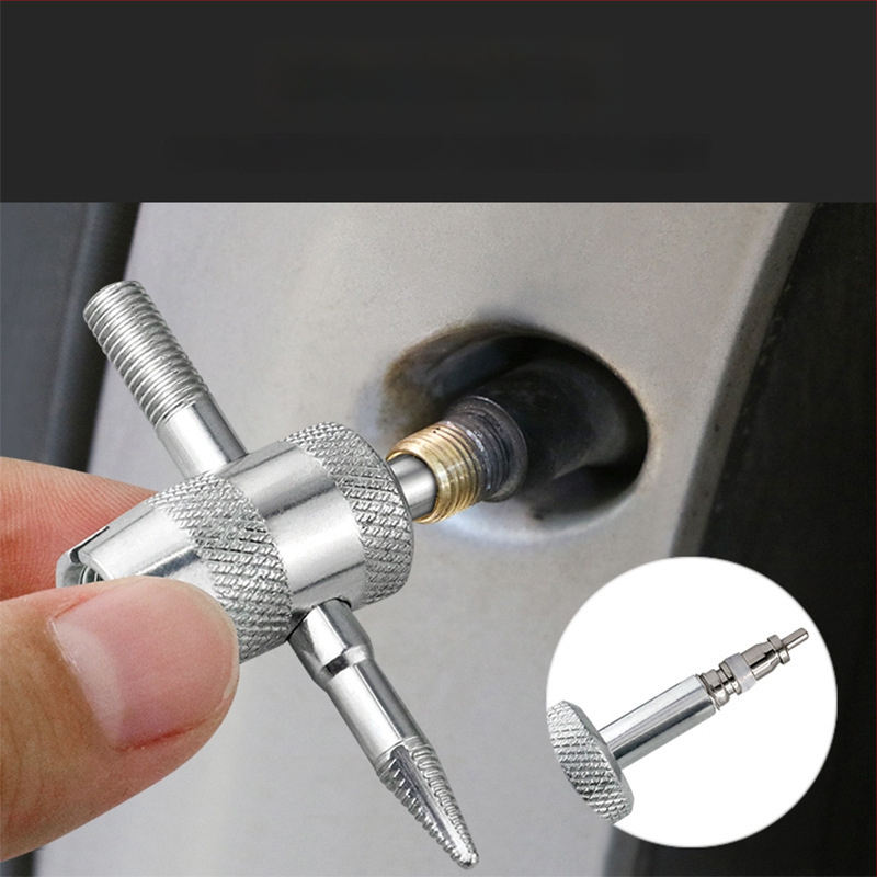 Record Work 4-in-1 įrankis padangų vožtuvams su vožtuvo korpuso išėmimo raktu – 45# plienas, svoris 19 g