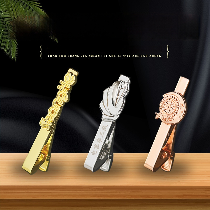 Geometrinis kaklaraiščio segtukas iš lydinio, graviruotas, kepimo danga, universalus