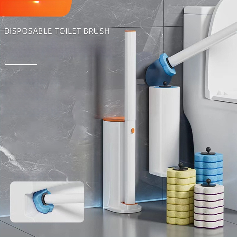 Vienkartinis tualeto šepetėlis su išilginta rankena, sieninis tvirtinimas, be gręžimo, iš plastiko