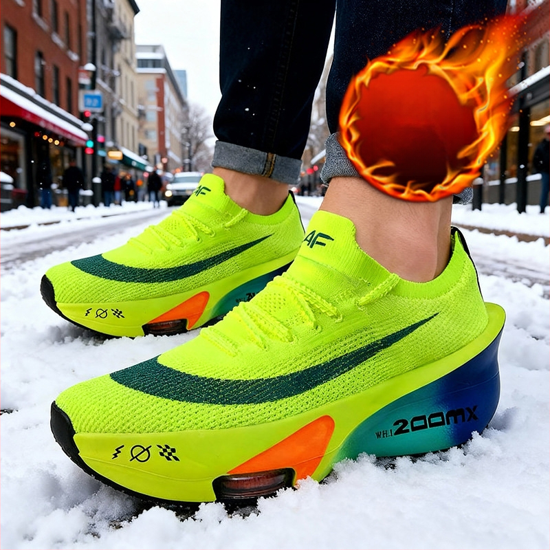 Krepšinio bateliai — Flyknit viršus, dvigubos tinklo oro pagalvė, anglies plokštė, dirbtinis trumpas pūkų įdėklas, unisex