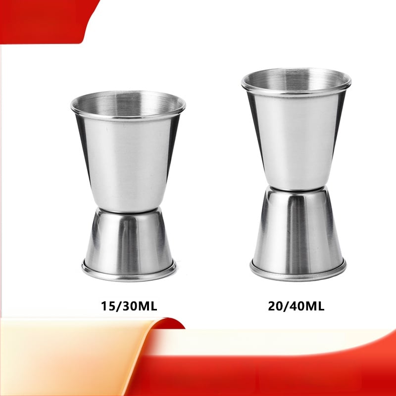 Nerđajući čelik, dvostruka mjerna čašica za koktele, bez bridova, 15/30 ml i 20/40 ml, bar mjerna čaša