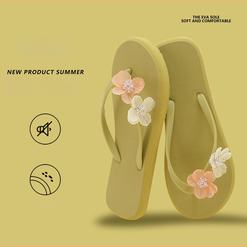 Moteriškos vasaros šlepetės su PVC viršutine dalimi, putų kaučuko padas, kvėpuojančios, neslystančios, permatomas gėlių raštas, pliažui