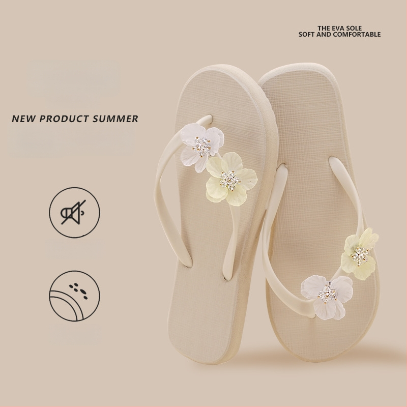 Moteriškos vasaros šlepetės su PVC viršutine dalimi, putų kaučuko padas, kvėpuojančios, neslystančios, permatomas gėlių raštas, pliažui