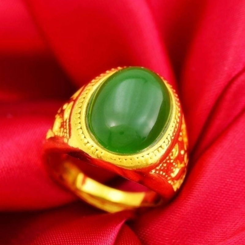 Vīriešu gredzens ar smilšu zelta apdari, dominējošs dizains, veiksmes talismans