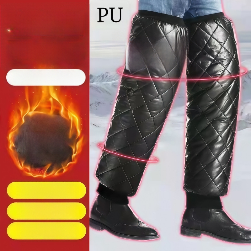 Žieminiai kelio sąnarių apsaugos motociklams - su fliso įdėklu, storos, blauzdos apsauga, universalus dydis, tinkami ledo ir sniego sportams