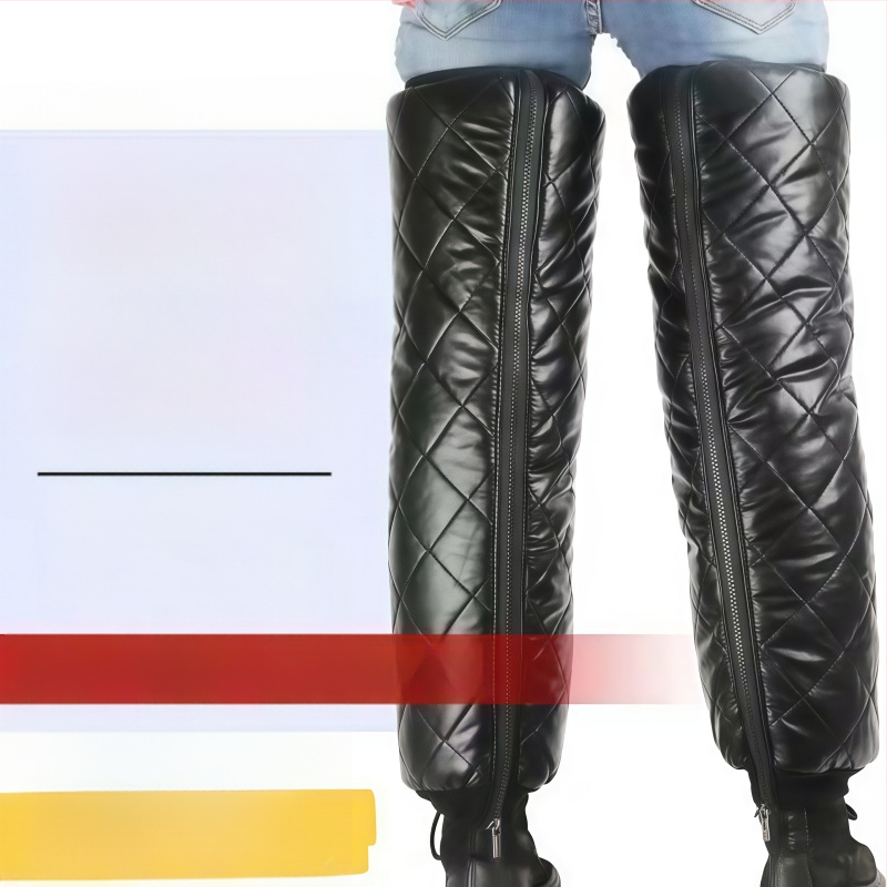 Žieminiai kelio sąnarių apsaugos motociklams - su fliso įdėklu, storos, blauzdos apsauga, universalus dydis, tinkami ledo ir sniego sportams