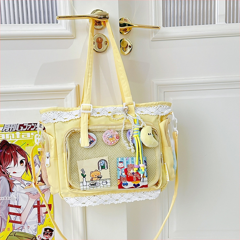 Japán stílusú átlátszó tote táska anime rendezvényekhez, aranyos baba alakú válltáska lány diáklányoknak, mindennapi crossbody