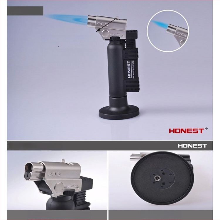 Pārvietojams gāzes lāpa cepumu cepšanai, juvelierizstrādājumiem, brillēm un zobu metināšanai — darbināms ar butānu, pret vēju, sakausējums + ABS plastmasa, ar apgaismojumu, līdz 500°C