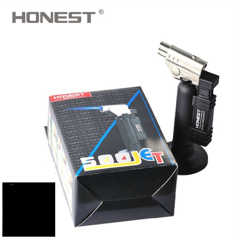 Pārvietojams gāzes lāpa cepumu cepšanai, juvelierizstrādājumiem, brillēm un zobu metināšanai — darbināms ar butānu, pret vēju, sakausējums + ABS plastmasa, ar apgaismojumu, līdz 500°C