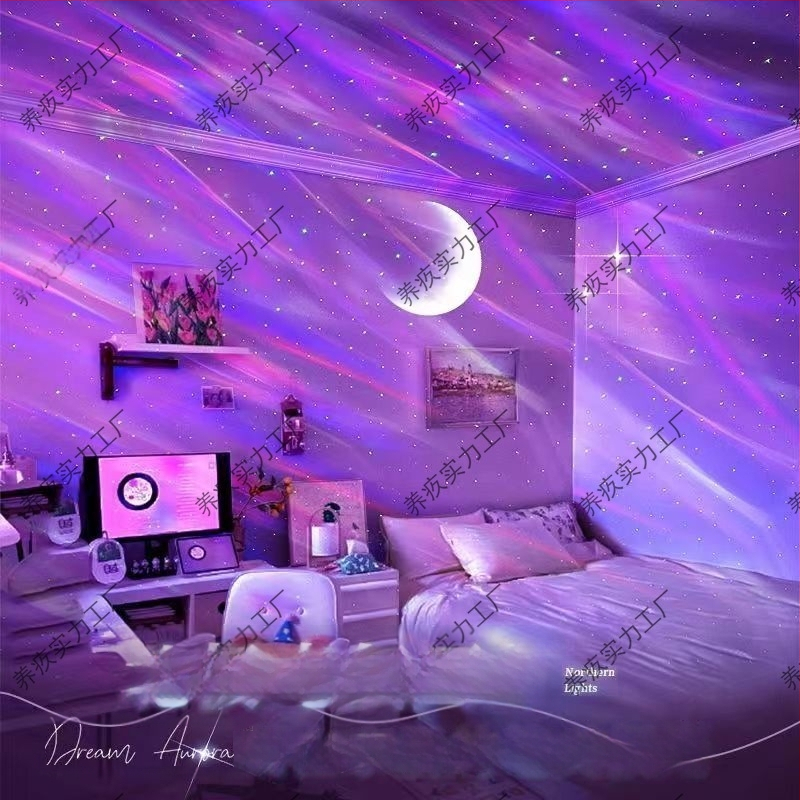 Žvaigždinio dangaus projektorius su LED šviesos šaltiniu, mėnulio ir žvaigždžių projekcija, ambijinis apšvietimas kambaryje, Bluetooth garsiakalbis